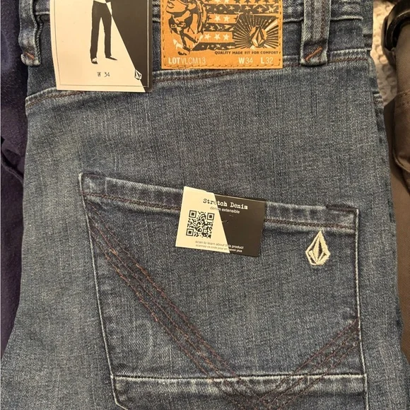 Volcom Men's Dark Blue Slim Straight Jeans - Picture 2 of 9